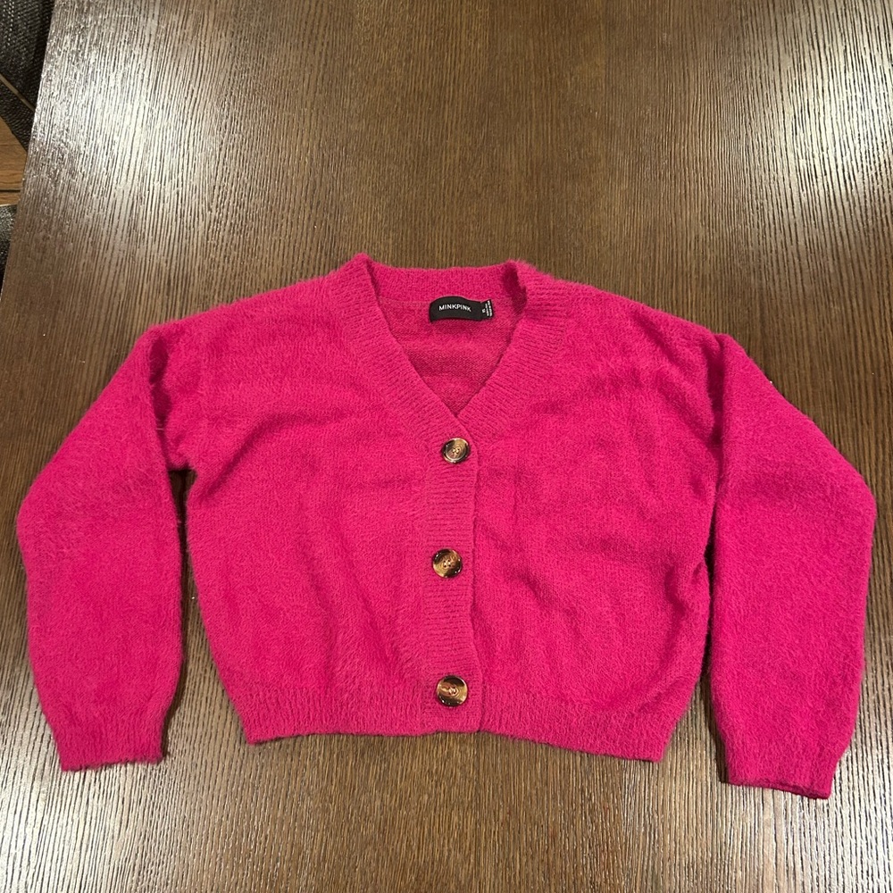 MINKPINK Fuchsia Button-Up Cardigan